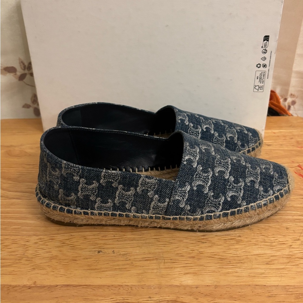 Celine Blue Denim And Silver Color Espadrilles